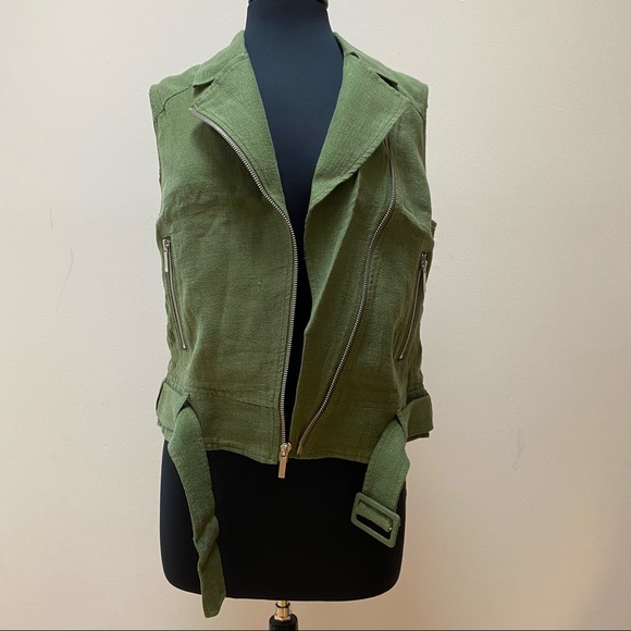 NEW Elizabeth And James Green Tegan Biker Vest - Picture 6 of 9